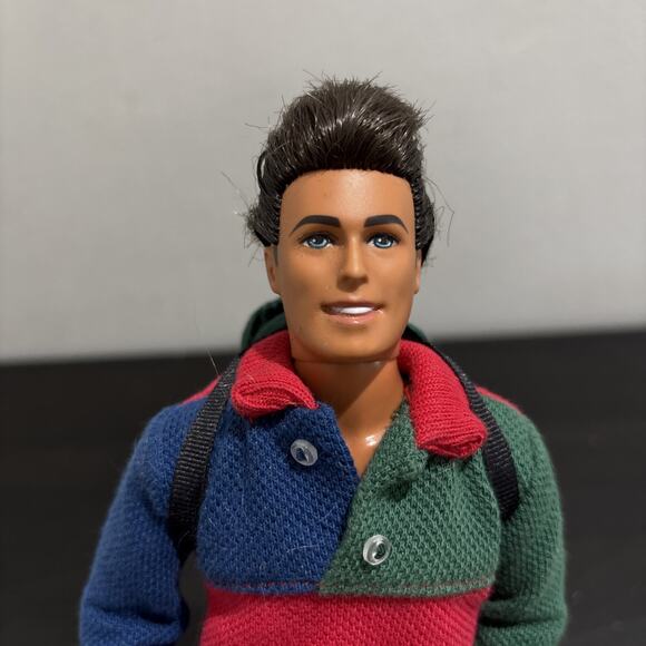 Vintage Brunette Rooted Hair Ken Doll - Mattel 1968 Clothes Backpack Blue Eyes - Picture 4 of 10